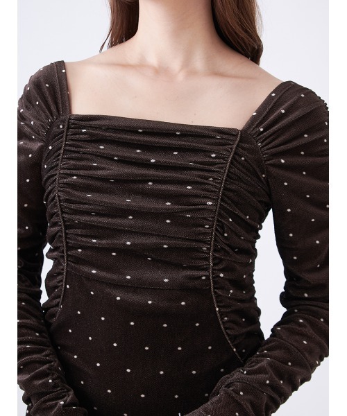 SNIDEL(スナイデル)の「フロッキープリントギャザーワンピース(ワンピース・レディース・ドット/イエロー/ピンク・F)」の14枚目の写真