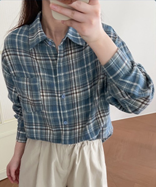 SallyLunn(サリーラン)の「レトロボーダーシャツ(シャツ/ブラウス・レディース・スミクロ/ブルー系その他/ブルー/ホワイト/ピンク・MEDIUM/LARGE)」の11枚目の写真
