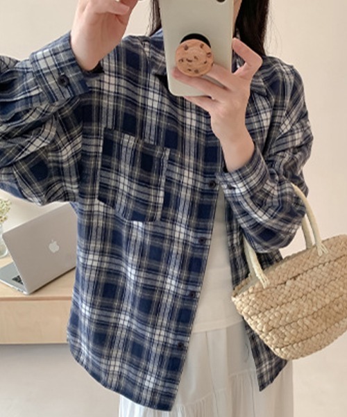 SallyLunn(サリーラン)の「レトロボーダーシャツ(シャツ/ブラウス・レディース・スミクロ/ブルー系その他/ブルー/ホワイト/ピンク・MEDIUM/LARGE)」の16枚目の写真