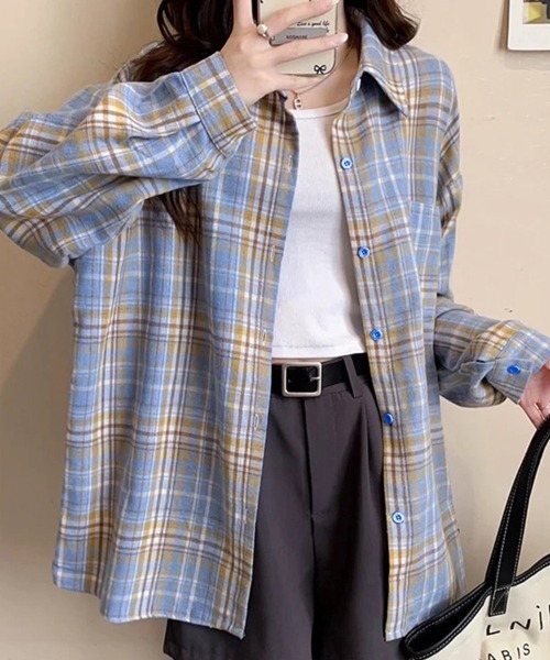 SallyLunn(サリーラン)の「レトロボーダーシャツ(シャツ/ブラウス・レディース・スミクロ/ブルー系その他/ブルー/ホワイト/ピンク・MEDIUM/LARGE)」の7枚目の写真