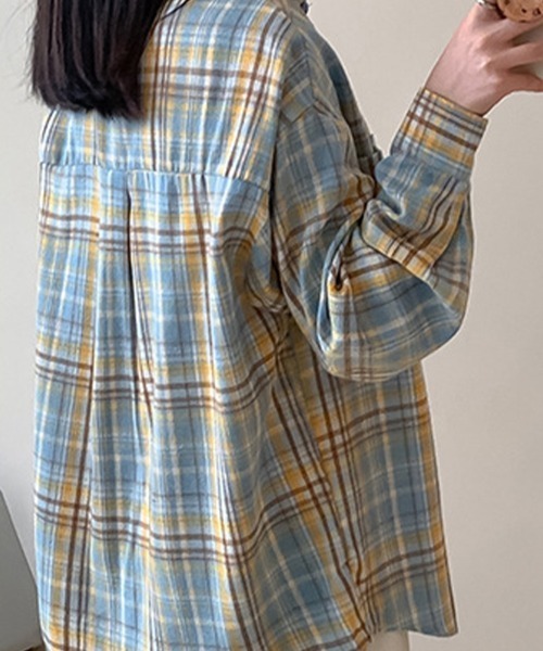 SallyLunn(サリーラン)の「レトロボーダーシャツ(シャツ/ブラウス・レディース・スミクロ/ブルー系その他/ブルー/ホワイト/ピンク・MEDIUM/LARGE)」の12枚目の写真