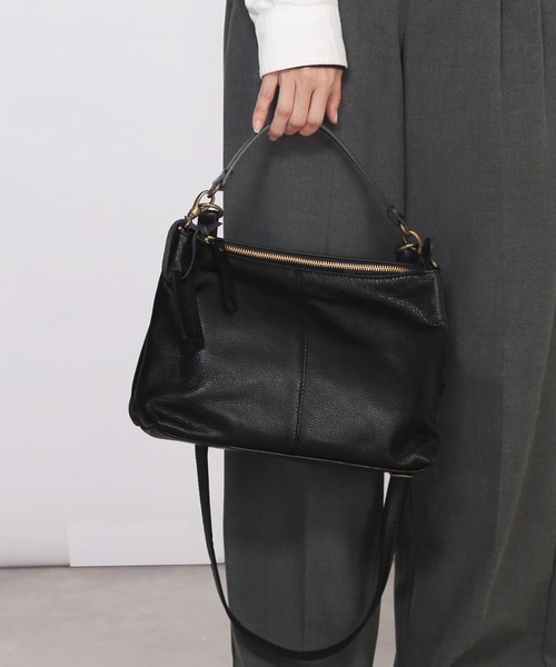 HALEINE（アレンヌ）の「[HALEINE]牛革レザー2wayショルダーバッグ 日本製（ショルダーバッグ・レディース・ブルーグレー/キャメル/グレー/ブラック/カーキ・FREE）」の8枚目の写真