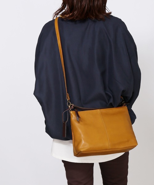 HALEINE（アレンヌ）の「[HALEINE]牛革レザー2wayショルダーバッグ 日本製（ショルダーバッグ・レディース・ブルーグレー/キャメル/グレー/ブラック/カーキ・FREE）」の10枚目の写真