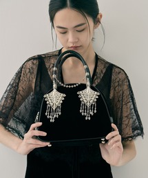 tanakadaisuke/タナカダイスケ】crystal ribbon chain necklace