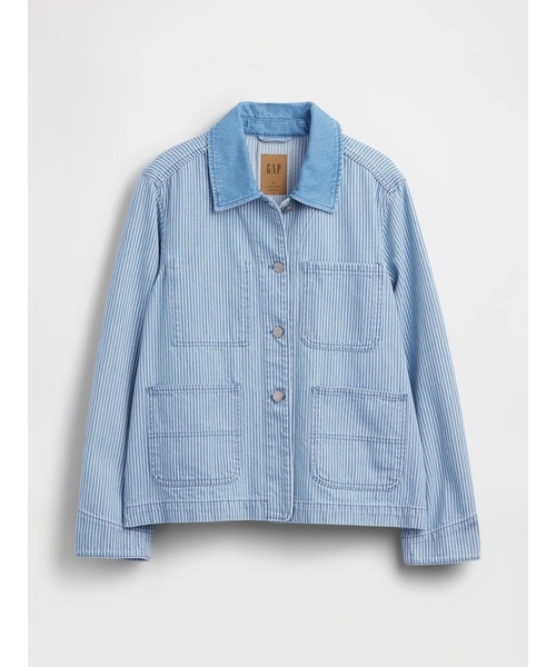 GAP（ギャップ）の「デニム ストライプ チョアジャケット（デニムジャケット・レディース・ブルー・XS/S/M/L/XXS）」の9枚目の写真