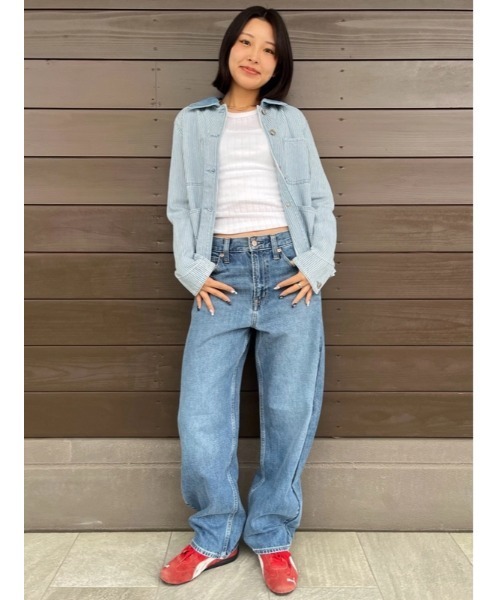 GAP（ギャップ）の「デニム ストライプ チョアジャケット（デニムジャケット・レディース・ブルー・XS/S/M/L/XXS）」の7枚目の写真