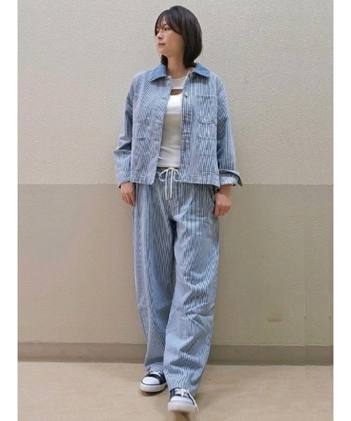 GAP（ギャップ）の「デニム ストライプ チョアジャケット（デニムジャケット・レディース・ブルー・XS/S/M/L/XXS）」の10枚目の写真