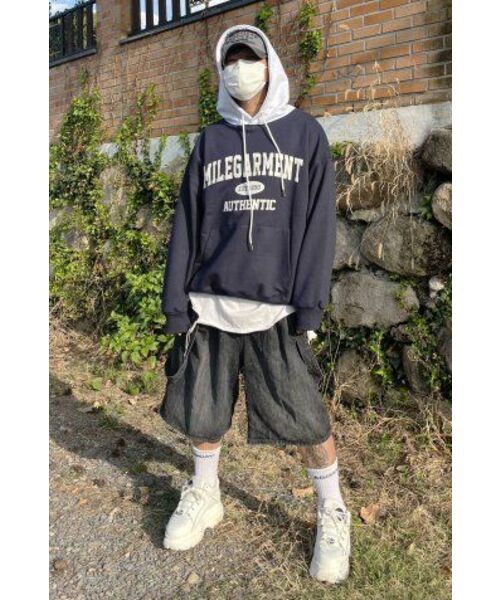 THE MILE（ザマイル）の「MILE GARMENTS MIX SWEAT HOODIE [NAVY]（パーカー・メンズ・その他・S/M/L/XL）」の6枚目の写真