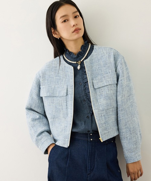 ツイードノーカラージャケット（ノーカラージャケット）｜ROPE'（ロペ