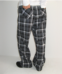 BACK HEART POCKET CHECK PANTS BLACK