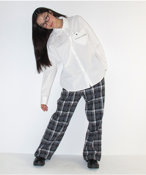 RONRON(ロンロン)の「BACK HEART POCKET CHECK PANTS BLACK(その他パンツ・レディース・その他・FREE)」の2枚目の写真