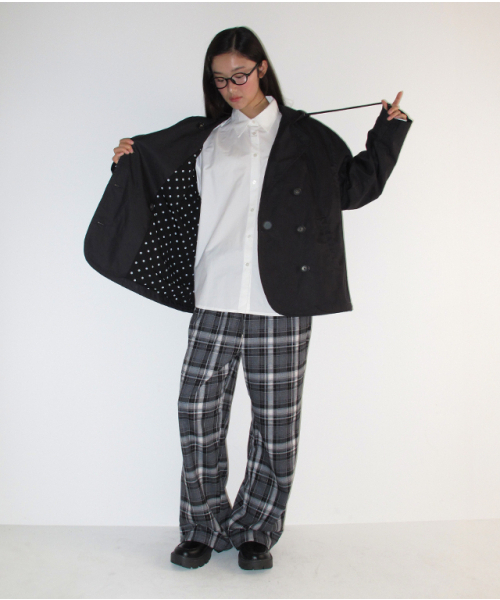 RONRON(ロンロン)の「BACK HEART POCKET CHECK PANTS BLACK(その他パンツ・レディース・その他・FREE)」の4枚目の写真