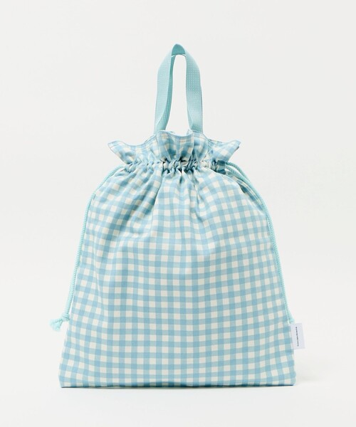 green label relaxing（グリーンレーベルリラクシング）の「巾着バッグ（大）（ギンガム） / キッズ（トートバッグ・キッズ・ライラック/ライトブルー・FREE）」の2枚目の写真