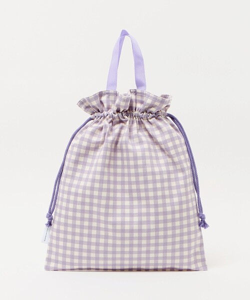 green label relaxing（グリーンレーベルリラクシング）の「巾着バッグ（大）（ギンガム） / キッズ（トートバッグ・キッズ・ライラック/ライトブルー・FREE）」の4枚目の写真