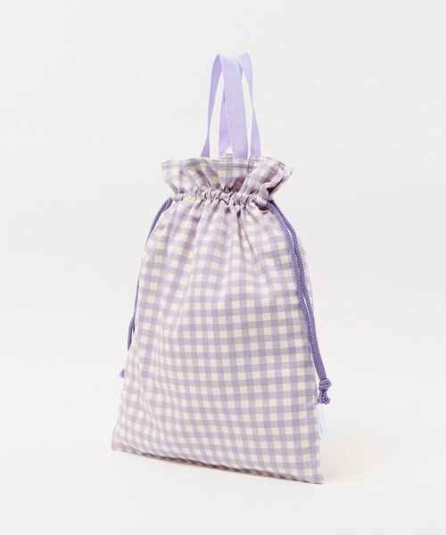 green label relaxing（グリーンレーベルリラクシング）の「巾着バッグ（大）（ギンガム） / キッズ（トートバッグ・キッズ・ライラック/ライトブルー・FREE）」の5枚目の写真