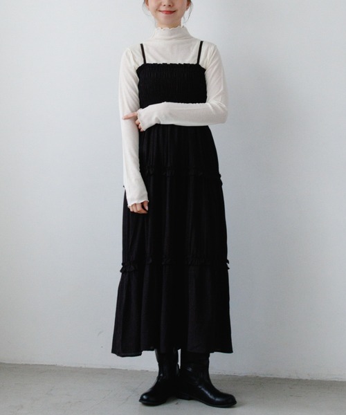 flower（フラワー）の「フリルティアードワンピース（ワンピース・レディース・ブラック/ホワイト・FREE）」の2枚目の写真