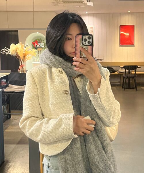 MUSINSA STANDARD WOMAN（ムシンサスタンダードウーマン）の「ウィメンズラウンドネックツイードジャケット[クリーム]（テーラードジャケット・レディース・その他・LARGE/MEDIUM/SMALL/X-SMALL）」の18枚目の写真