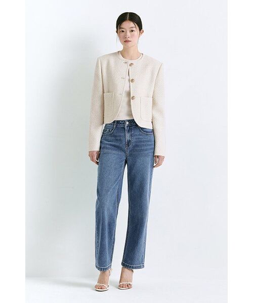 MUSINSA STANDARD WOMAN（ムシンサスタンダードウーマン）の「ウィメンズラウンドネックツイードジャケット[クリーム]（テーラードジャケット・レディース・その他・LARGE/MEDIUM/SMALL/X-SMALL）」の2枚目の写真