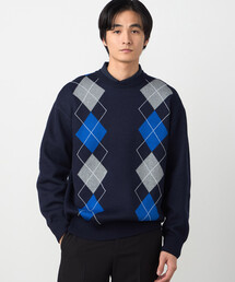 COMME CA ISM | アーガイル柄 クルーネックプルオーバー(ニット/セーター)