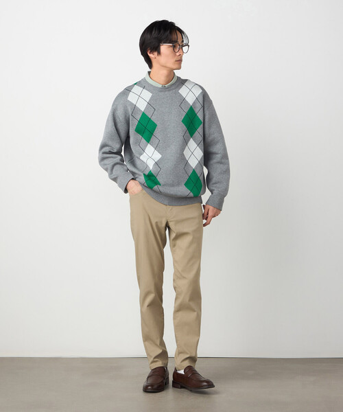 COMME CA ISM（コムサイズム）の「アーガイル柄 クルーネックプルオーバー（ニット/セーター・メンズ・ネイビー/グレー・LARGE/MEDIUM）」の14枚目の写真