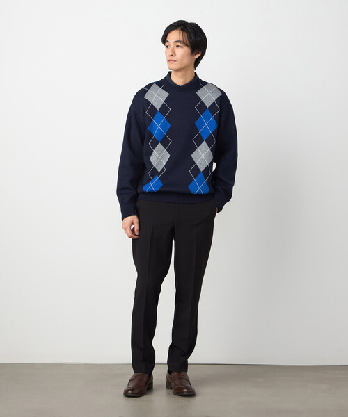 COMME CA ISM（コムサイズム）の「アーガイル柄 クルーネックプルオーバー（ニット/セーター・メンズ・ネイビー/グレー・LARGE/MEDIUM）」の17枚目の写真