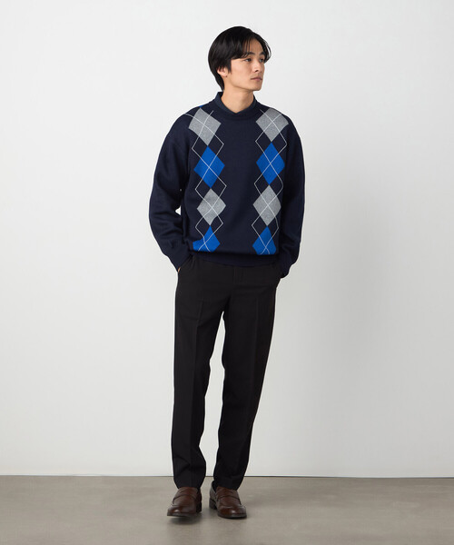 COMME CA ISM（コムサイズム）の「アーガイル柄 クルーネックプルオーバー（ニット/セーター・メンズ・ネイビー/グレー・LARGE/MEDIUM）」の18枚目の写真