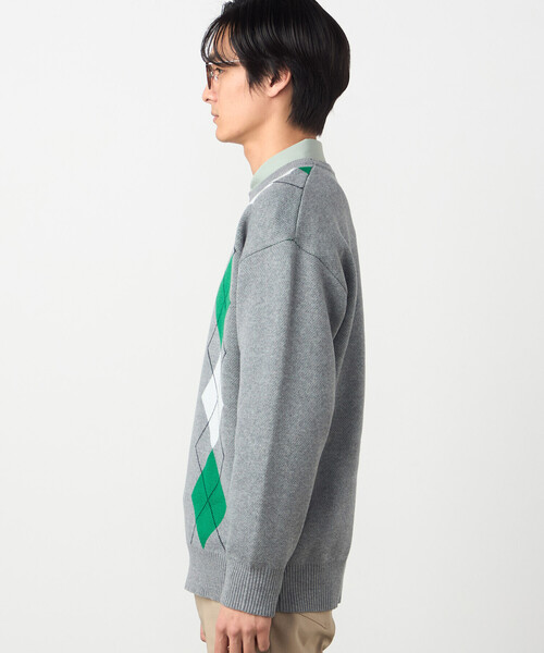 COMME CA ISM（コムサイズム）の「アーガイル柄 クルーネックプルオーバー（ニット/セーター・メンズ・ネイビー/グレー・LARGE/MEDIUM）」の6枚目の写真