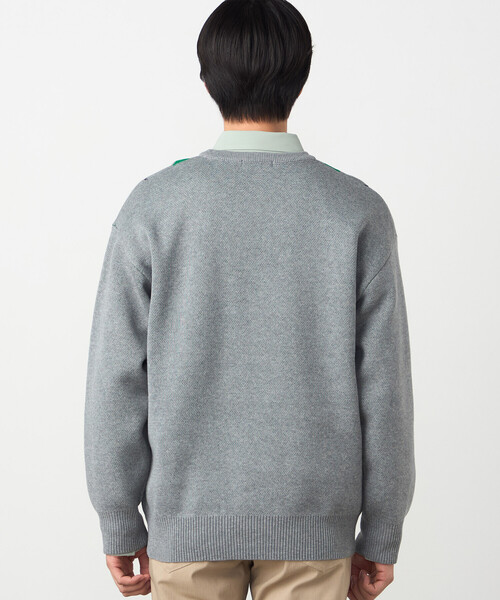 COMME CA ISM（コムサイズム）の「アーガイル柄 クルーネックプルオーバー（ニット/セーター・メンズ・ネイビー/グレー・LARGE/MEDIUM）」の7枚目の写真
