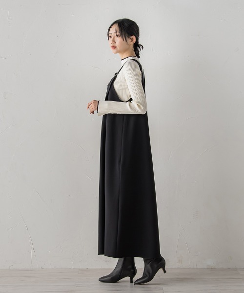 Droite lautreamont(ドロワットロートレアモン)の「両面ピーチ起毛ジャンスカ≪洗濯機で洗える≫(ジャンパースカート・レディース・ブラック/チャコールグレー・M/S)」の5枚目の写真