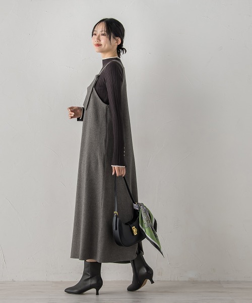 Droite lautreamont(ドロワットロートレアモン)の「両面ピーチ起毛ジャンスカ≪洗濯機で洗える≫(ジャンパースカート・レディース・ブラック/チャコールグレー・M/S)」の17枚目の写真