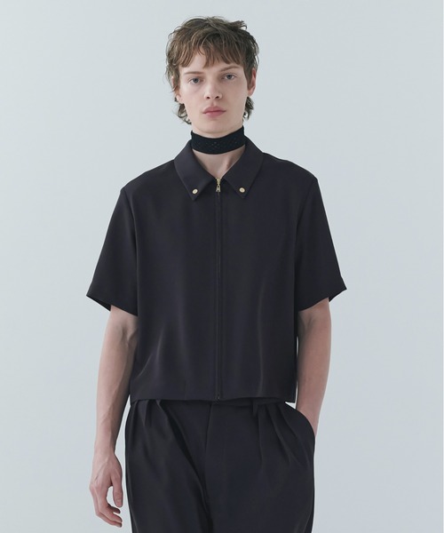 CULLNI（クルニ）の「Dry Double Cloth Zip Up Short Sleeve Button-Down Compact Shirt（シャツ/ブラウス・メンズ・ダークブラウン/ネイビー/ブラック/アッシュブラウン・0/2/1）」の2枚目の写真