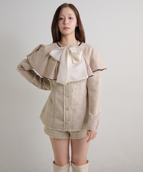 Seemi. byNICECLAUP（ シーミーバイナイスクラップ）の「【Seemi.】セット対応/ツイードショートパンツ（その他パンツ・レディース・アイボリー/サックスブルー/ベージュ・FREE）」の3枚目の写真