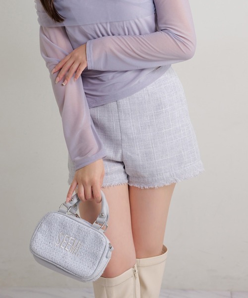 Seemi. byNICECLAUP（ シーミーバイナイスクラップ）の「【Seemi.】セット対応/ツイードショートパンツ（その他パンツ・レディース・アイボリー/サックスブルー/ベージュ・FREE）」の14枚目の写真