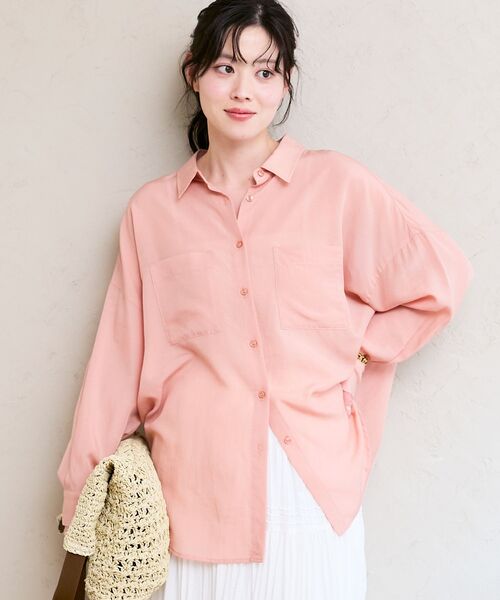 le.coeur blanc(ルクールブラン)の「シアー2WAYオーバーシャツ(シャツ/ブラウス・レディース・ピンク/ホワイト系その他2/オフホワイト/サックスブルー/ネイビー・38)」の21枚目の写真