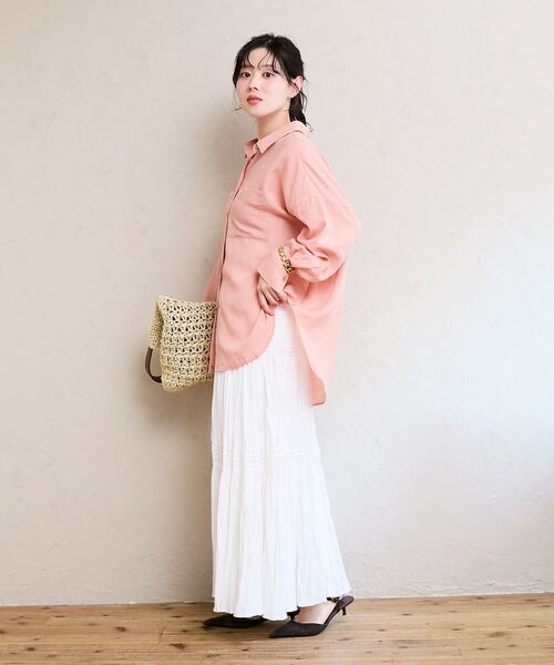 le.coeur blanc(ルクールブラン)の「シアー2WAYオーバーシャツ(シャツ/ブラウス・レディース・ピンク/ホワイト系その他2/オフホワイト/サックスブルー/ネイビー・38)」の20枚目の写真