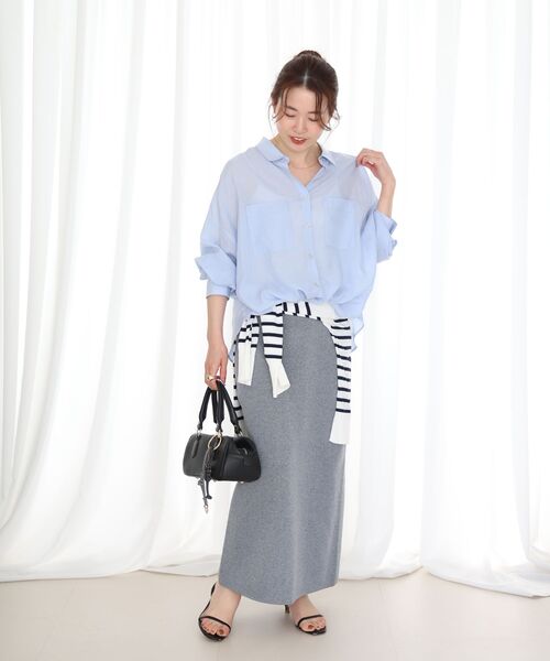 le.coeur blanc(ルクールブラン)の「シアー2WAYオーバーシャツ(シャツ/ブラウス・レディース・ピンク/ホワイト系その他2/オフホワイト/サックスブルー/ネイビー・38)」の8枚目の写真