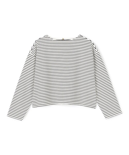 UNFILO(アンフィーロ)の「ドライタッチリブ バックZIP ボーダートップス(Tシャツ/カットソー・レディース・ベージュ系1/ホワイト系1/レッド系1/ネイビー系1・SMALL/MEDIUM)」の1枚目の写真