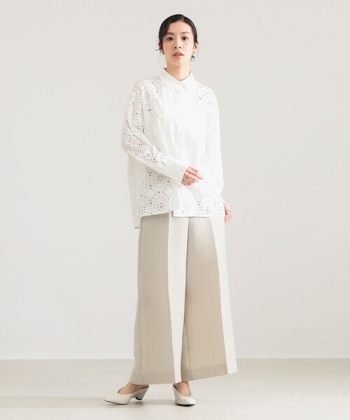 Demi-Luxe BEAMS(デミルクス ビームス)の「【5/14値下げ】アイレット パターン オーバーシャツ(シャツ/ブラウス・レディース・ブラック/ホワイト・38/36)」の16枚目の写真