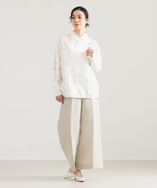 Demi-Luxe BEAMS(デミルクス ビームス)の「【5/14値下げ】アイレット パターン オーバーシャツ(シャツ/ブラウス・レディース・ブラック/ホワイト・38/36)」の17枚目の写真
