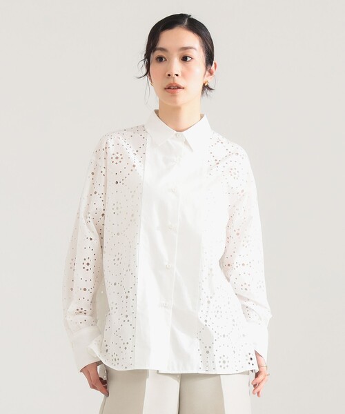 Demi-Luxe BEAMS(デミルクス ビームス)の「【5/14値下げ】アイレット パターン オーバーシャツ(シャツ/ブラウス・レディース・ブラック/ホワイト・38/36)」の19枚目の写真