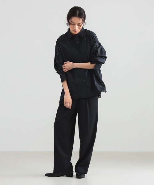 Demi-Luxe BEAMS(デミルクス ビームス)の「【5/14値下げ】アイレット パターン オーバーシャツ(シャツ/ブラウス・レディース・ブラック/ホワイト・38/36)」の22枚目の写真