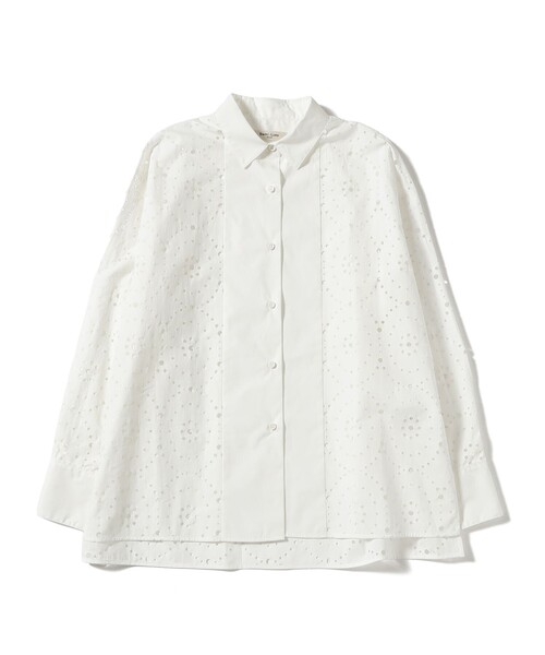 Demi-Luxe BEAMS(デミルクス ビームス)の「【5/14値下げ】アイレット パターン オーバーシャツ(シャツ/ブラウス・レディース・ブラック/ホワイト・38/36)」の12枚目の写真