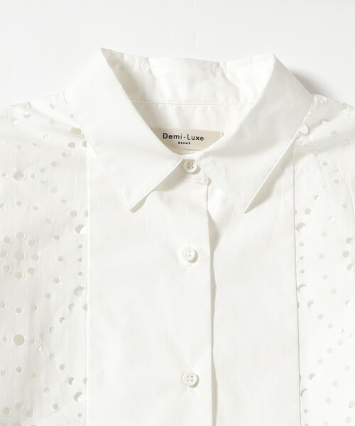 Demi-Luxe BEAMS(デミルクス ビームス)の「【5/14値下げ】アイレット パターン オーバーシャツ(シャツ/ブラウス・レディース・ブラック/ホワイト・38/36)」の11枚目の写真