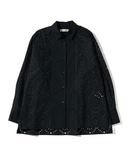 Demi-Luxe BEAMS(デミルクス ビームス)の「【5/14値下げ】アイレット パターン オーバーシャツ(シャツ/ブラウス・レディース・ブラック/ホワイト・38/36)」の7枚目の写真