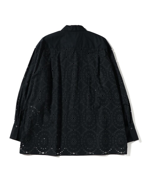 Demi-Luxe BEAMS(デミルクス ビームス)の「【5/14値下げ】アイレット パターン オーバーシャツ(シャツ/ブラウス・レディース・ブラック/ホワイト・38/36)」の6枚目の写真