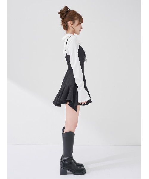 Darich レイヤードランダムヘムチェックミニワンピースC-GRY F-L レイヤードランダムヘムチェックミニワンピース – Darich