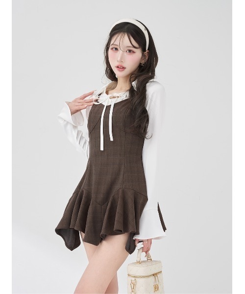 darich レイヤードランダムヘムチェックミニワンピース レイヤードランダムヘムチェックミニワンピース – Darich