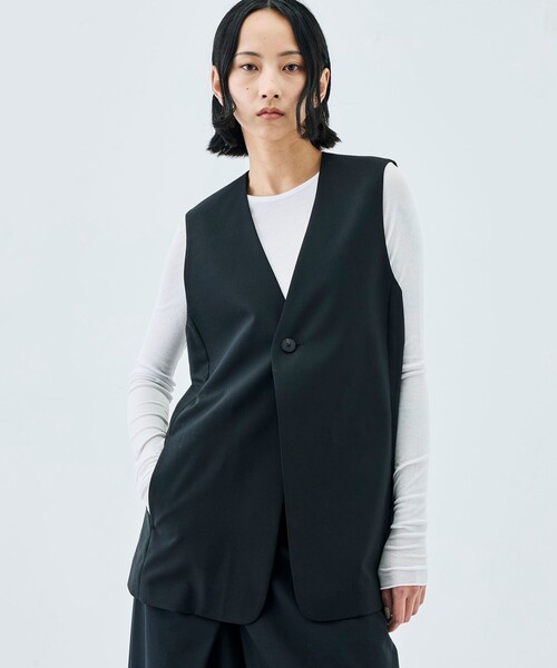 EDITION（エディション）の「Super140’sトロピカルウール ベスト（ベスト・レディース・チャコールグレー/ブラック・36/34）」の14枚目の写真