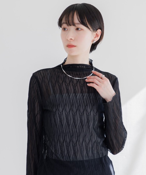 Paradise Picnic（パラダイスピクニック）の「シアージャガードプルオーバー（Tシャツ/カットソー・レディース・ホワイト/ブラック・FREE）」の2枚目の写真