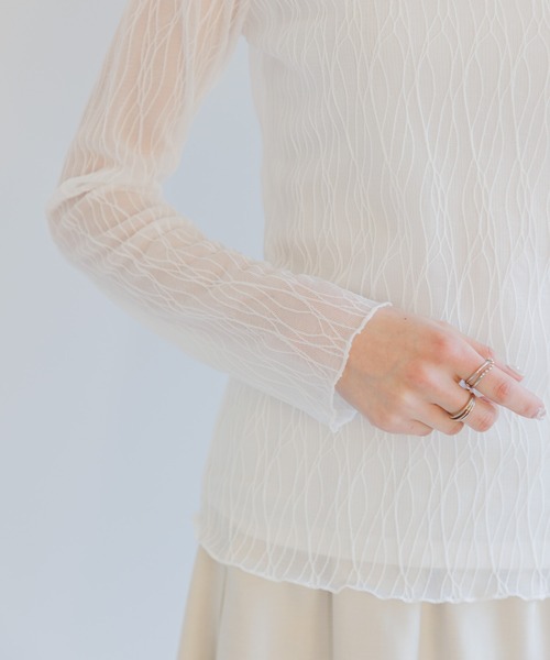 Paradise Picnic（パラダイスピクニック）の「シアージャガードプルオーバー（Tシャツ/カットソー・レディース・ホワイト/ブラック・FREE）」の18枚目の写真